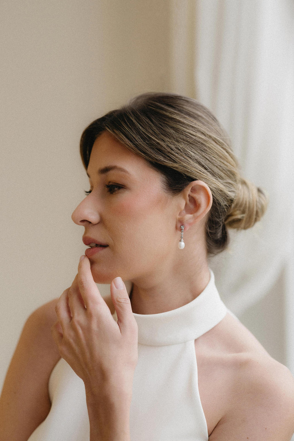 Pendientes de novia con perlas y cristales