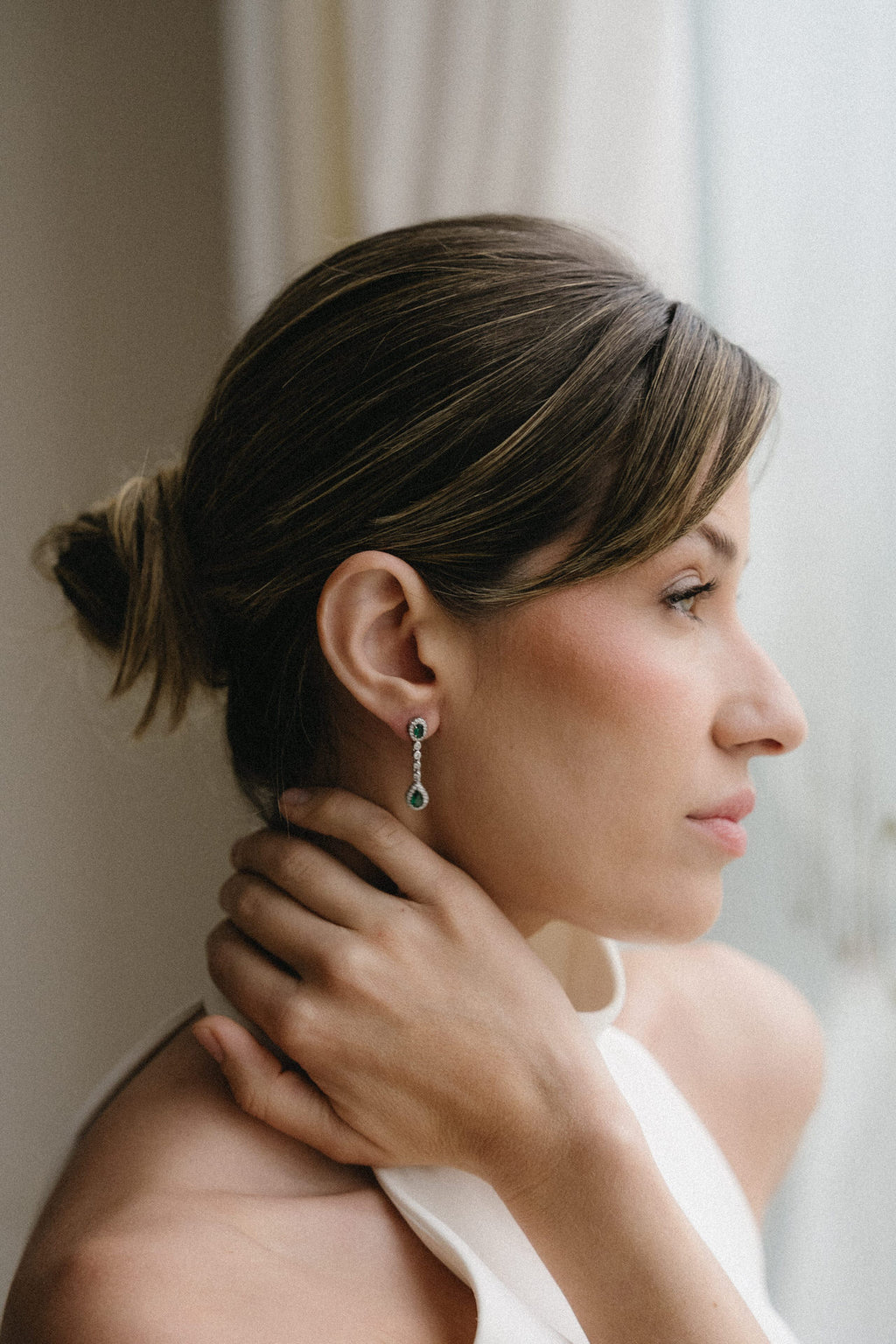 Pendientes plata con piedras verdes