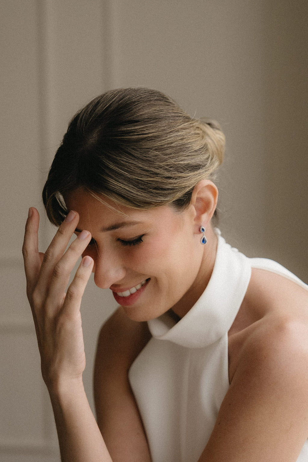 Pendientes de novia lágrima azul