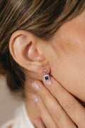 Pendientes mini piedra azul y circonitas
