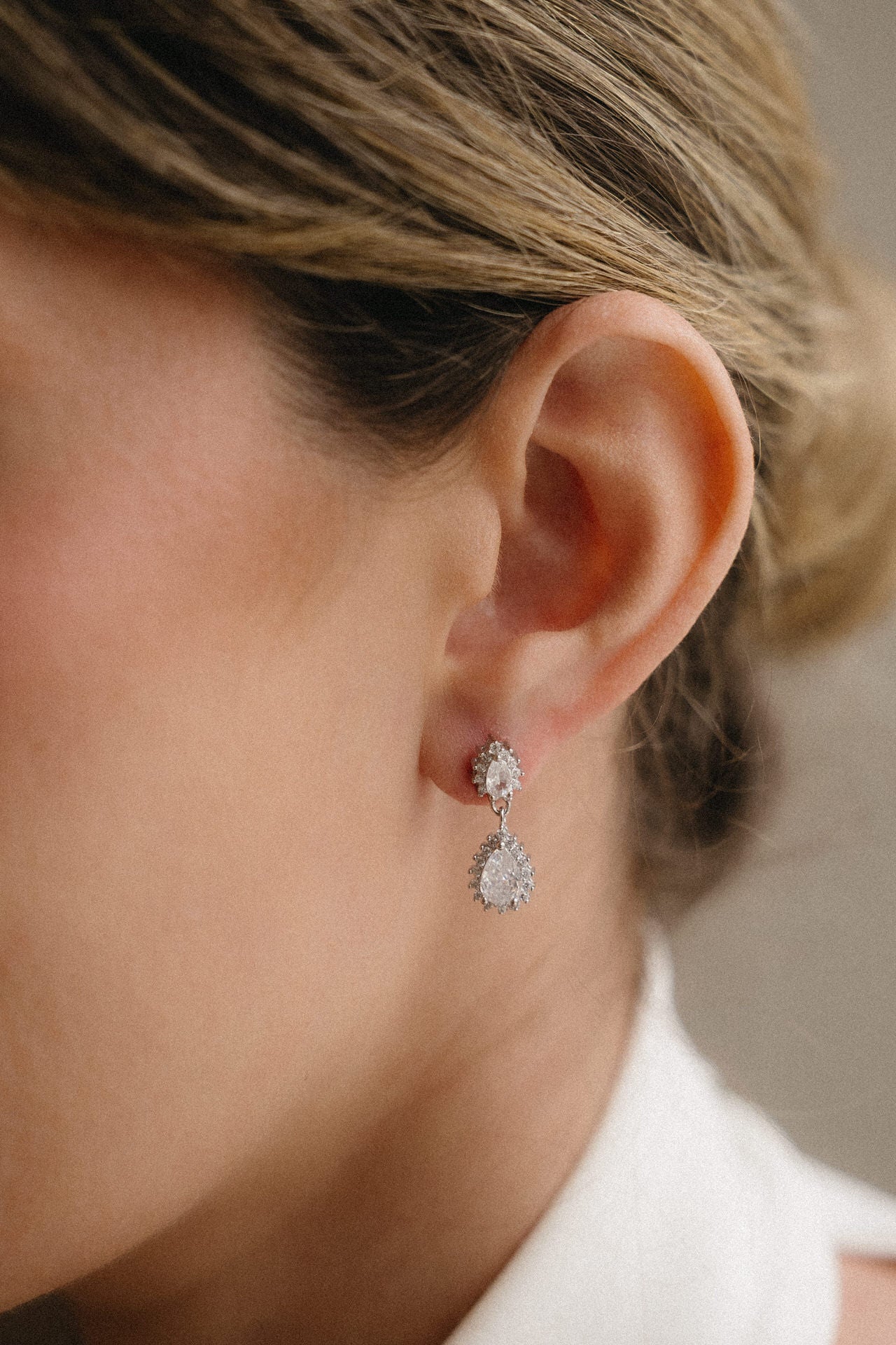 Pendientes de novia doble lágrima