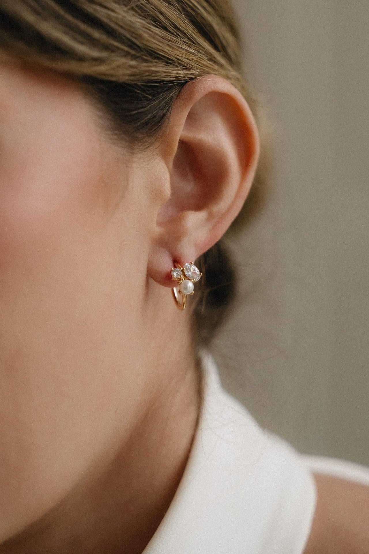 Pendientes pequeños con cristal y perla
