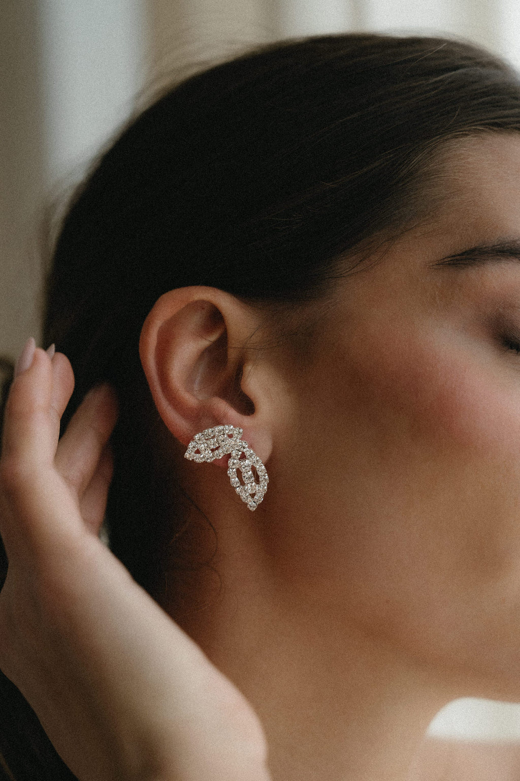 Pendientes plateados con diseño de hojas