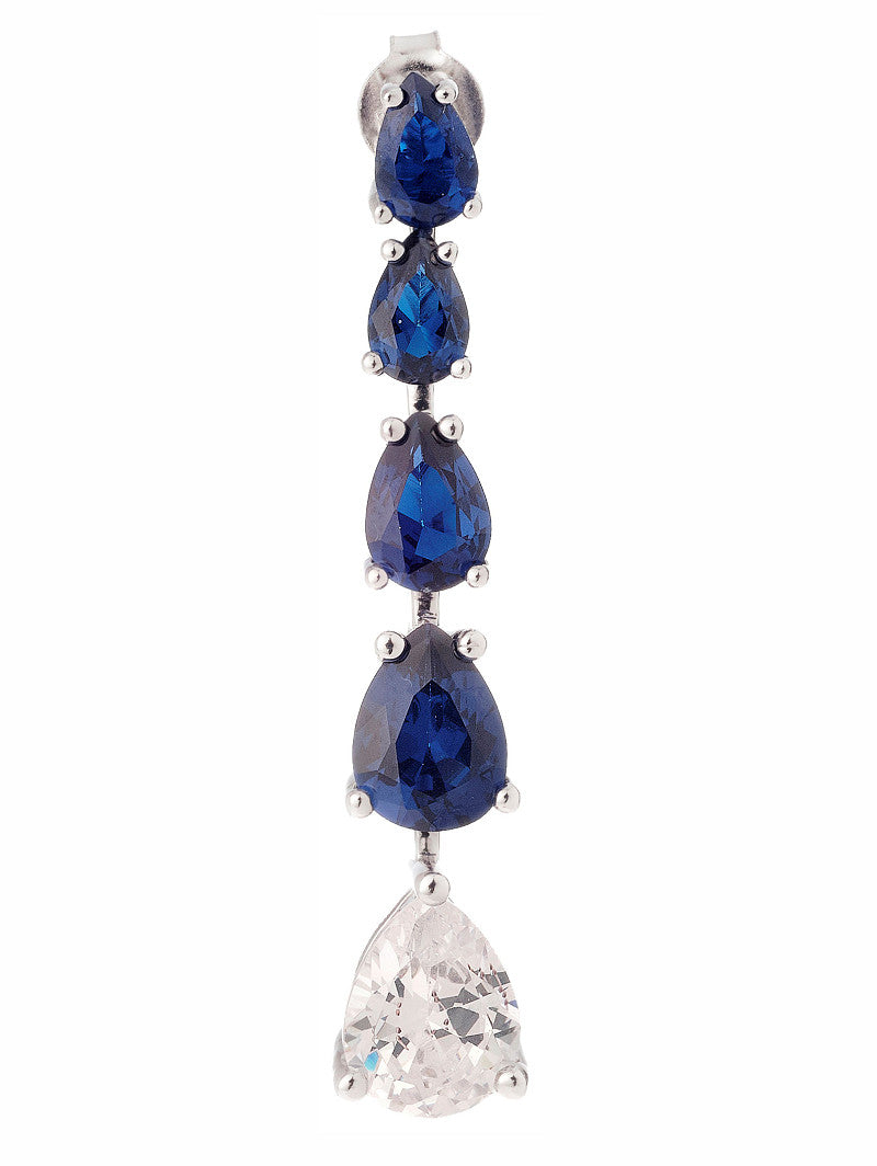 Pendientes azules largos con cristales en lágrima