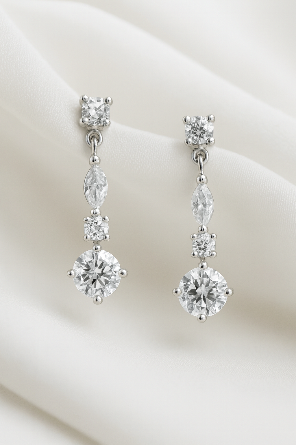 Pendientes de novia con caída de circonitas
