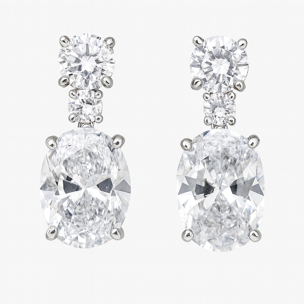 Pendientes de novia con circonitas ovaladas