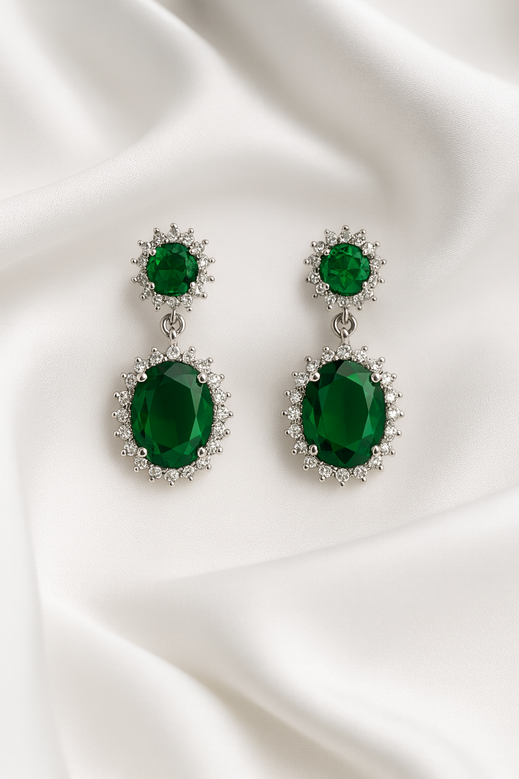 Pendientes de novia con circonitas verdes