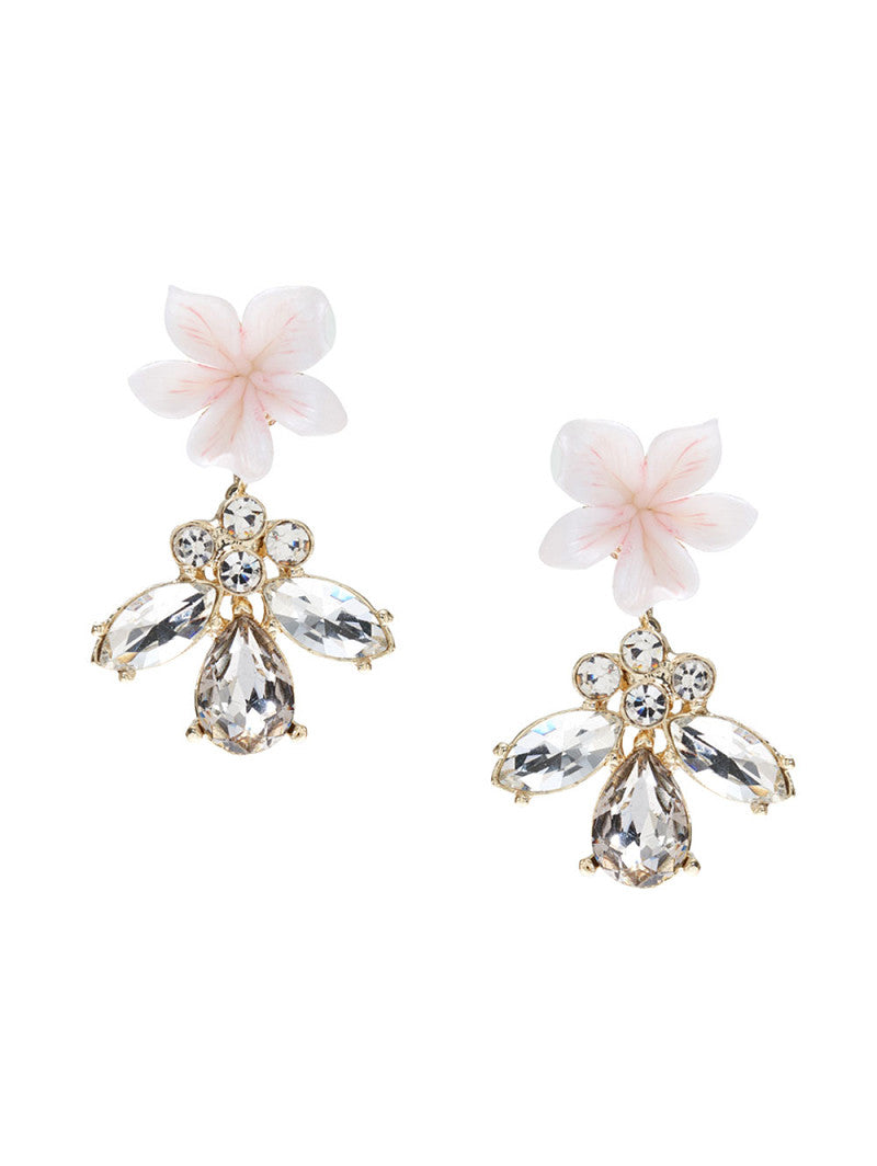 Pendientes de novia dorado con flor y cristales
