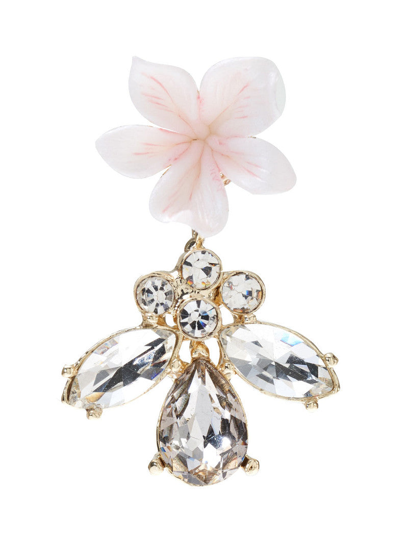 Pendientes de novia dorado con flor y cristales
