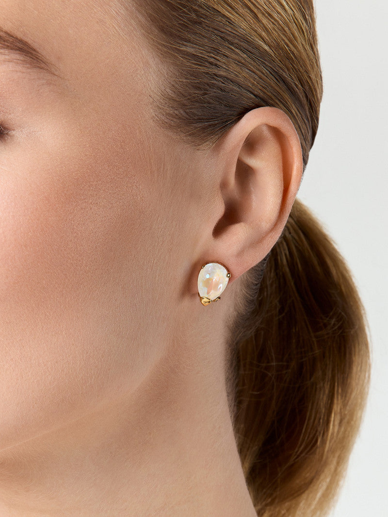 Pendientes de novia dorados con piedra tornasolada