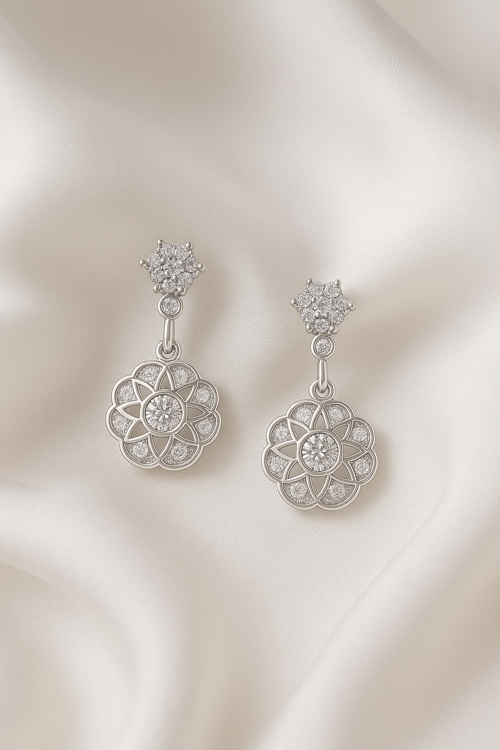 Pendientes de novia flor geométrica