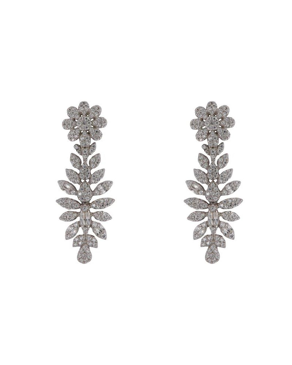 Pendientes de novia florales con circonitas