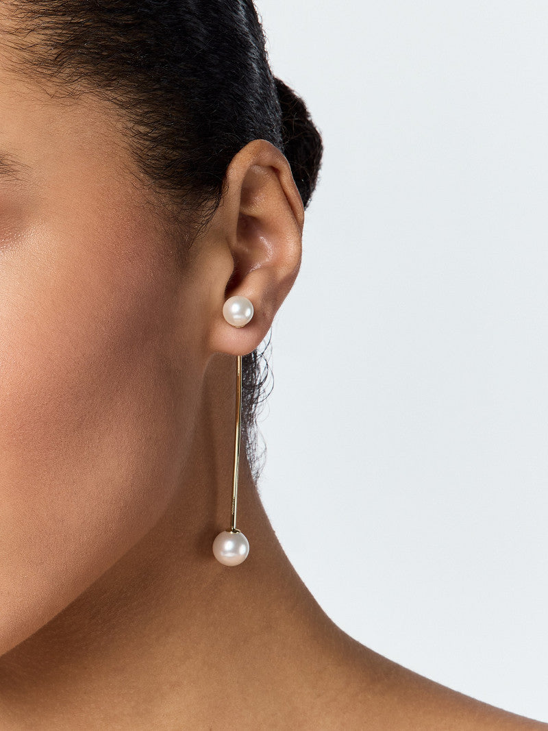 Pendientes minimalistas largos con perla