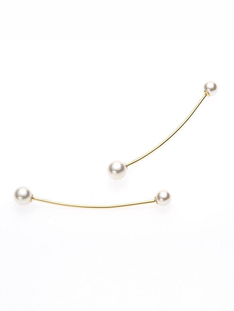 Pendientes minimalistas largos con perla