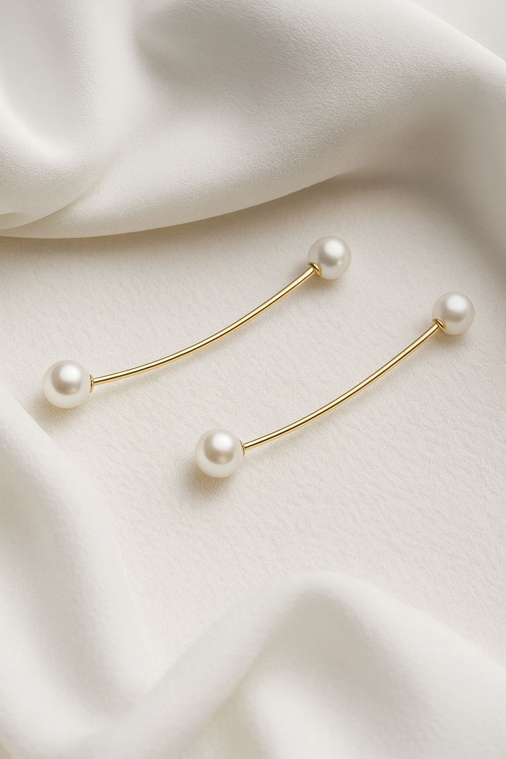Pendientes minimalistas largos con perla