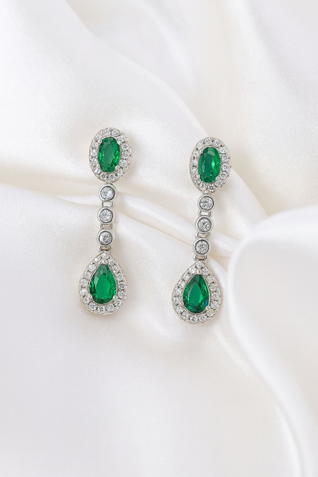Pendientes plata con piedras verdes