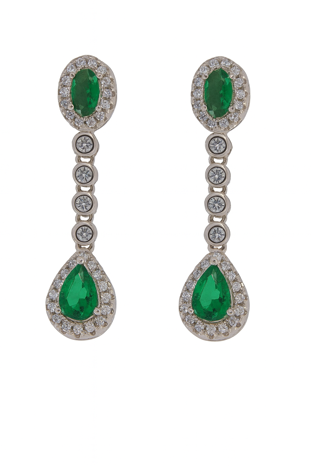 Pendientes plata con piedras verdes