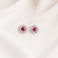 Pendientes mini con piedra rosa