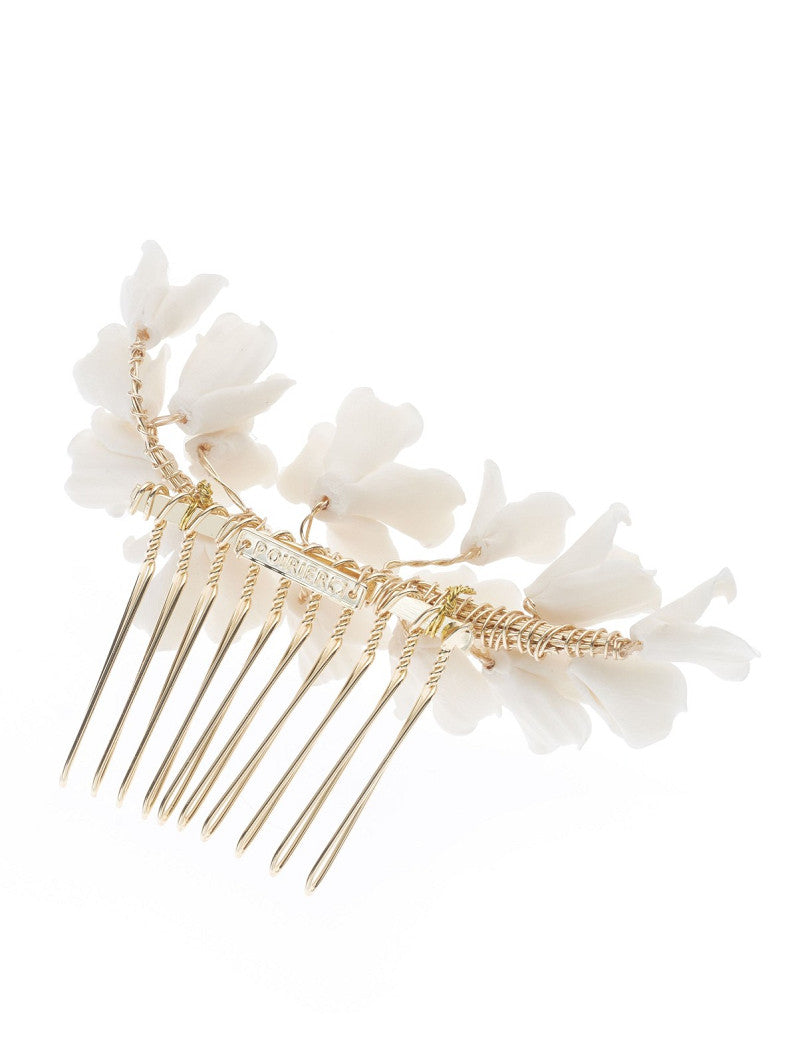 Tocado novia floral en porcelana