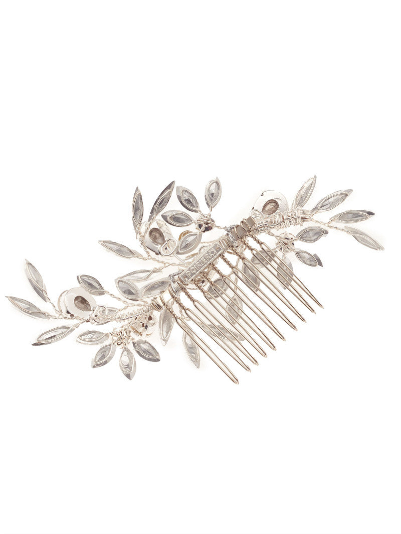 Tocado de novia con hojas de cristal