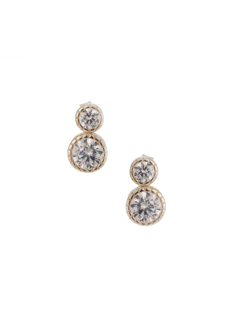 Pendientes pequeños dorados con cristal