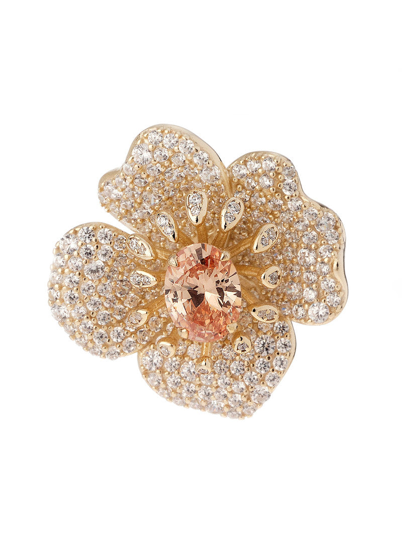 Pendientes flor dorada con cristales