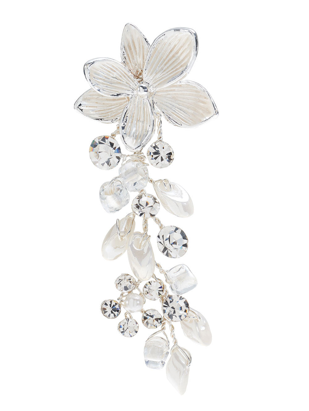 Pendientes largos con flor y cristales
